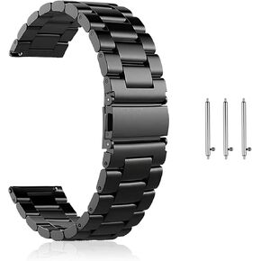 Metal Watch Band for Men, 22mm Quick Release Stainless Steel Watch Bracelet with Black Finish, Heavy Duty Chain Strap Replacement and Classic, Business Style in Saudi Arabia