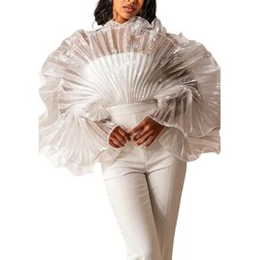 Molisry Women's Summer Trendy Sheer Crop Top Flutter Ruffle Sleeve Tops See Through Tops Dinner Outfits in Saudi Arabia