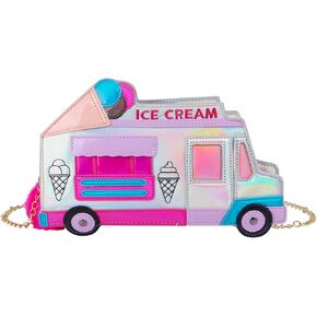 Oweisong Fun Purses for Women Novelty Car Taxi Shaped Crossbody Bag Ice Cream Bus Laser Holographic Shoulder Handbag for Girl in Saudi Arabia