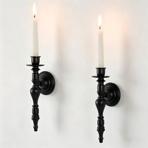 We Moment Black Wall Candle Sconces Set of 2, Vintage Candle Holders for Taper Candles, Classic Elegant Metal Candle Sconces for Bedroom Living Room Bathroom Farmhouse Rustic Home Decor in Saudi Arabia