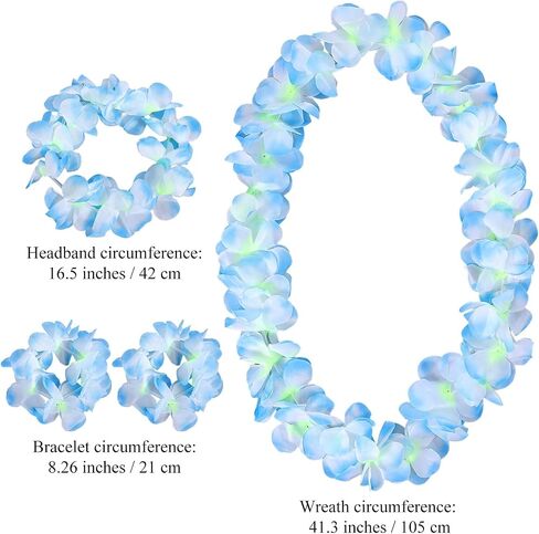 Hawaiian Leis Set, Blue Accessories for Hawaiian Party Decorations, Adults Flower Necklace, Bulk Leis for Women in Saudi Arabia