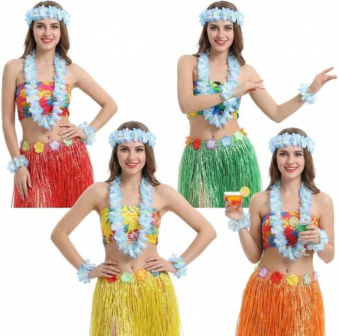 Hawaiian Leis Set, Blue Accessories for Hawaiian Party Decorations, Adults Flower Necklace, Bulk Leis for Women in Saudi Arabia