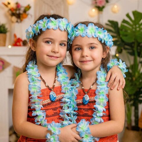 Hawaiian Leis Set, Blue Accessories for Hawaiian Party Decorations, Adults Flower Necklace, Bulk Leis for Women in Saudi Arabia