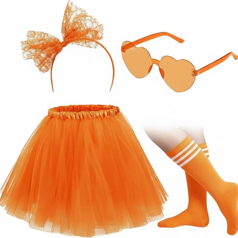 Maiteenly Women Tutu Skirt Spirit Day Accessories 80s 90s Costume Outfits Headband Heart Sunglasses Socks Cosplay Party in Kuwait