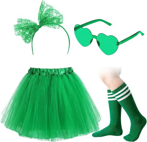 Maiteenly Women Tutu Skirt Spirit Day Accessories 80s 90s Costume Outfits Headband Heart Sunglasses Socks Cosplay Party in Kuwait