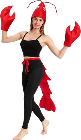 Lobster Crawfish Costume Set with Hat, Claws and Tail, One Size | Funny Lobster Crawfish Accessories Set for Teens and Adults, Halloween Parties, Seafood Festivals, Parades and Themed Events in Saudi Arabia