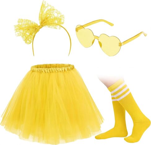 Maiteenly Women Tutu Skirt Spirit Day Accessories 80s 90s Costume Outfits Headband Heart Sunglasses Socks Cosplay Party in Kuwait