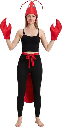 Lobster Crawfish Costume Set with Hat, Claws and Tail, One Size | Funny Lobster Crawfish Accessories Set for Teens and Adults, Halloween Parties, Seafood Festivals, Parades and Themed Events in Saudi Arabia