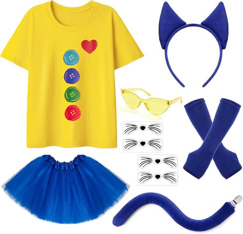 Blue Cat Costume Accessories – Cat Ears Headband&Tail, T-Shirt, Tutu, School Book Costume for Read Across America in Saudi Arabia