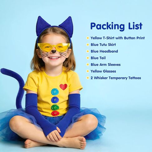 Blue Cat Costume Accessories – Cat Ears Headband&Tail, T-Shirt, Tutu, School Book Costume for Read Across America in Saudi Arabia