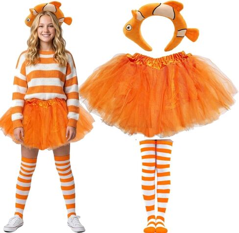 Kirei Sui Women Clown Fish Costume Cute Headband, Striped Socks & Tutu for Halloween Accessories in Saudi Arabia