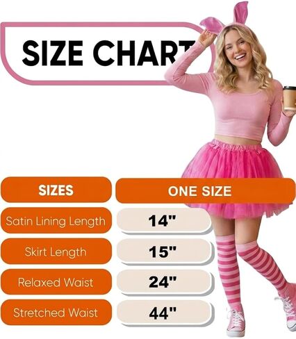 Kirei Sui Hot Pink Pig Costume for Women, Cute Ears Headband, Striped Socks & Tutu for Halloween Accessories in Saudi Arabia