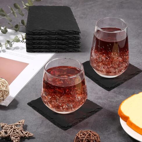 68 Pieces Slate Coasters, Dhfsleo Size 4 x 4 inch Black Coasters Stone Coaster Set, Square，Perfect for use in Your Home, Office, Kitchen,bar,Christmas or Anywhere. in Kuwait