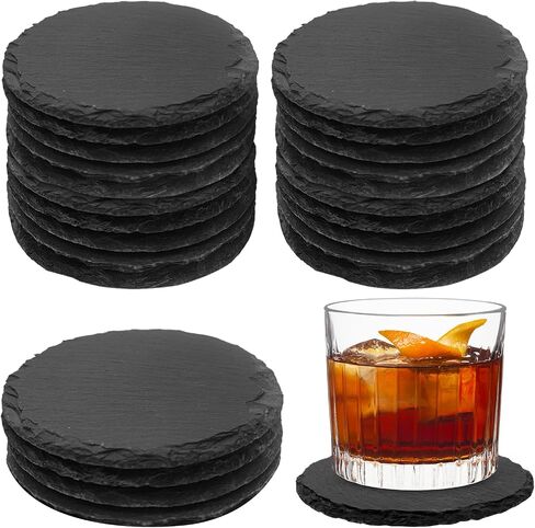 68 Pieces Slate Coasters, Dhfsleo Size 4 x 4 inch Black Coasters Stone Coaster Set, Square，Perfect for use in Your Home, Office, Kitchen,bar,Christmas or Anywhere. in Kuwait