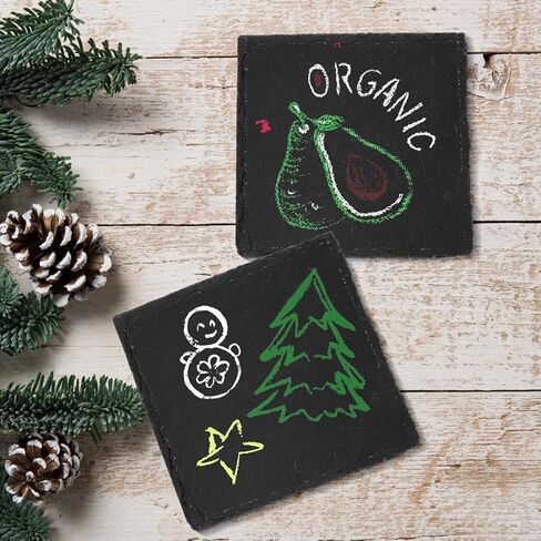 68 Pieces Slate Coasters, Dhfsleo Size 4 x 4 inch Black Coasters Stone Coaster Set, Square，Perfect for use in Your Home, Office, Kitchen,bar,Christmas or Anywhere. in Kuwait