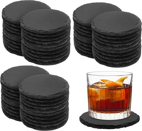 68 Pieces Slate Coasters, Dhfsleo Size 4 x 4 inch Black Coasters Stone Coaster Set, Square，Perfect for use in Your Home, Office, Kitchen,bar,Christmas or Anywhere. in Kuwait