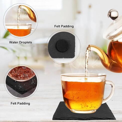 68 Pieces Slate Coasters, Dhfsleo Size 4 x 4 inch Black Coasters Stone Coaster Set, Square，Perfect for use in Your Home, Office, Kitchen,bar,Christmas or Anywhere. in Kuwait
