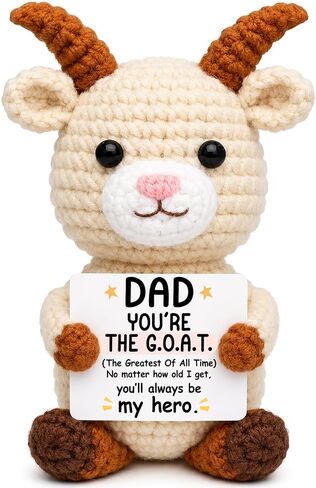 Jettryran Fathers Day Dad Gifts from Daughter Son Wife Birthday Gift for Dad Bonus Step Handmade Crochet Goat Mini Funny You're The Goat Gifts for Father Grandpa Ideas Christmas Cute Decor in Saudi Arabia
