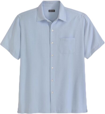 قميص Van Heusen رجالي بأكمام قصيرة للتخييم - مقاس عادي بياقة مدببة وزر سفلي مع جيب، ماص للرطوبة سريع الجفاف in Kuwait