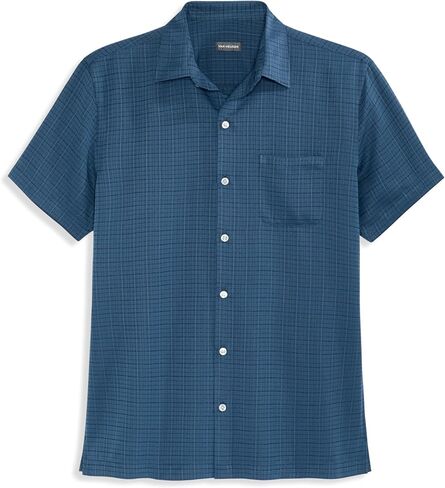 قميص Van Heusen رجالي بأكمام قصيرة للتخييم - مقاس عادي بياقة مدببة وزر سفلي مع جيب، ماص للرطوبة سريع الجفاف in Kuwait