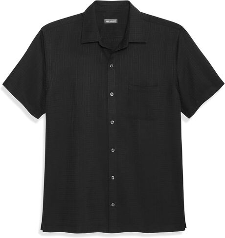 قميص Van Heusen رجالي بأكمام قصيرة للتخييم - مقاس عادي بياقة مدببة وزر سفلي مع جيب، ماص للرطوبة سريع الجفاف in Kuwait