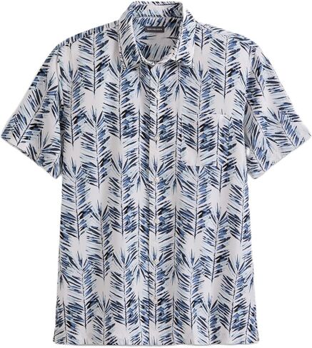 قميص Van Heusen رجالي بأكمام قصيرة للتخييم - مقاس عادي بياقة مدببة وزر سفلي مع جيب، ماص للرطوبة سريع الجفاف in Kuwait