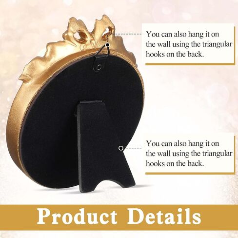 Vintage Wall Mirror, 4.2'' Gold Vintage Makeup Desk Mirror Decorative Vanity Mirrors with Arched Frame Antique Mirrors with Resin Frame for Bedroom Bathroom Tabletop Wall in Kuwait