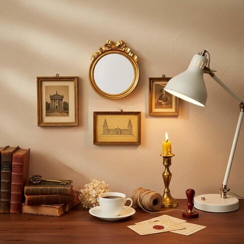 Vintage Wall Mirror, 4.2'' Gold Vintage Makeup Desk Mirror Decorative Vanity Mirrors with Arched Frame Antique Mirrors with Resin Frame for Bedroom Bathroom Tabletop Wall in Kuwait