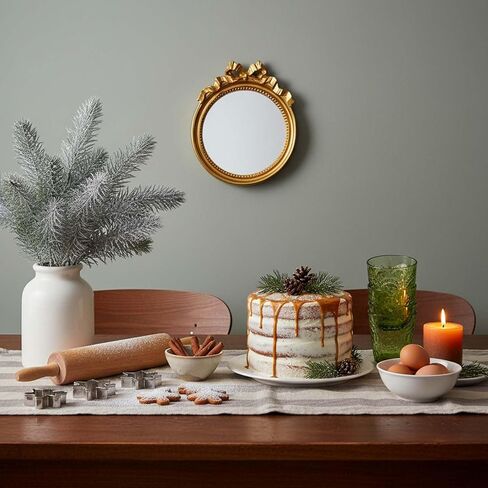 Vintage Wall Mirror, 4.2'' Gold Vintage Makeup Desk Mirror Decorative Vanity Mirrors with Arched Frame Antique Mirrors with Resin Frame for Bedroom Bathroom Tabletop Wall in Kuwait