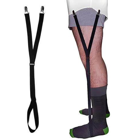 Comfy Clothiers Adjustable Shirt Garters for Men and Women - 25 Inches Elastic Original Stirrup Shirt Stays - Keeps Shirts Tucked in All Day - Easy-to-Wear Garter Straps with Foot Loop - Black in Saudi Arabia
