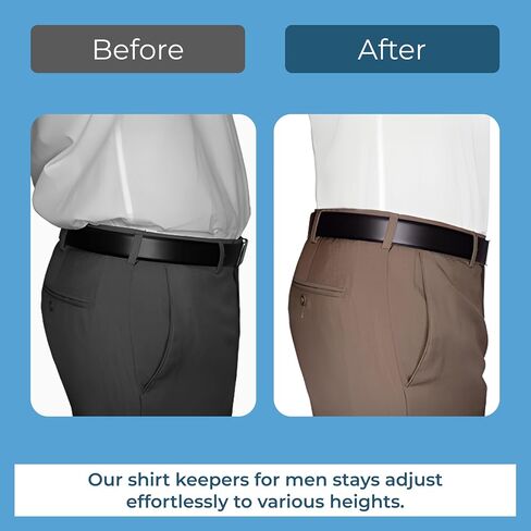 Comfy Clothiers Adjustable Shirt Garters for Men and Women - 25 Inches Elastic Original Stirrup Shirt Stays - Keeps Shirts Tucked in All Day - Easy-to-Wear Garter Straps with Foot Loop - Black in Saudi Arabia