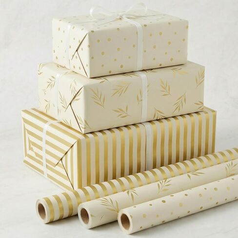 ZICOTO Beautiful Gift Wrapping Paper Rolls for All Occasions - Set of 3 Quality Rolls For Wedding, Birthday, Baby Shower & Christmas - Add a Touch of Magic to Every Gift You Wrap - 17 x 120 in in Kuwait