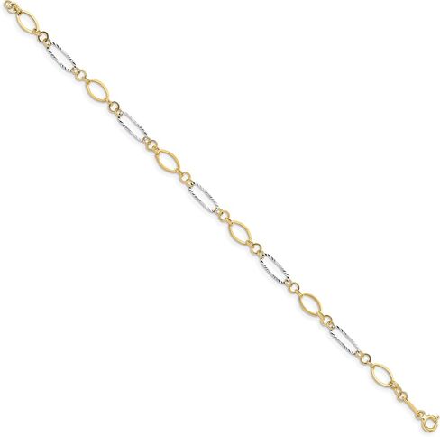 سوار IceCarats 14K ذهبي بدرجتين 5 ملم بسلسلة بيضاوية الشكل 7.25 بوصة خفيف الوزن، قطع ألماس لها in Kuwait