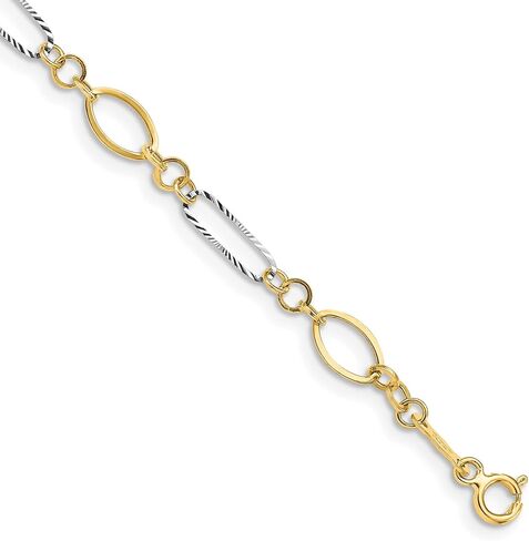 سوار IceCarats 14K ذهبي بدرجتين 5 ملم بسلسلة بيضاوية الشكل 7.25 بوصة خفيف الوزن، قطع ألماس لها in Kuwait