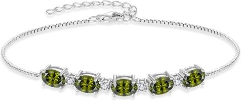 Oval Birthstone Bracelet for Women 925 Sterling Silver Dainty Link Bracelet Jewelry for Wife Mom in Kuwait