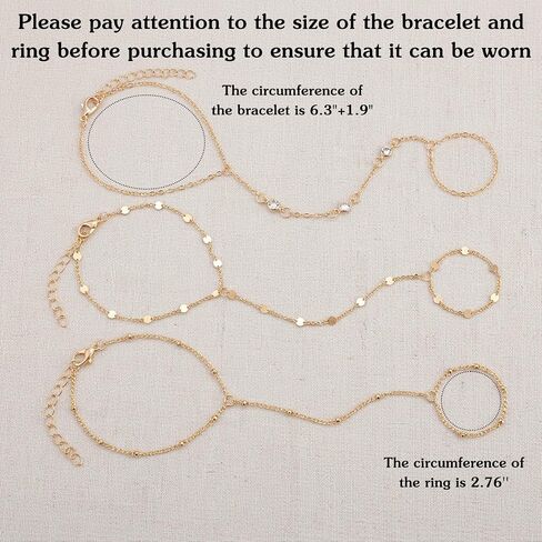 3 Pcs Gold Finger Chain Bracelet, Hand Bracelet with Finger Ring, Finger Bracelet and Finger Rings Set, Dainty Gold Hand Chain Bracelet for Women in Saudi Arabia