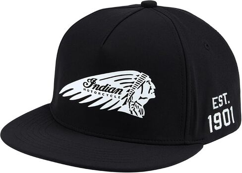 Indian Motorcycle Headdress Flat Brim Cap, Black - 2865757,Black,O/S in Kuwait