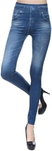 Women's Jean Leggings High Waisted Slim Fit Stretch Pencil Pants for Casual Everyday Wear Premium Durable in Kuwait