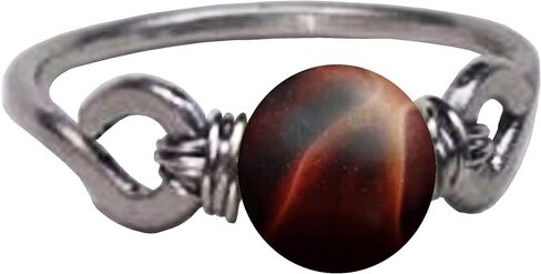 Frosted Sardonyx 6mm Bead Ring in Stainless Steel- Silver-Bronze-Copper- Black Iron-Titanium-Niobium-14K Gold-14K Rose Gold Hand Hammered Ring Sizes 4-16 in Kuwait
