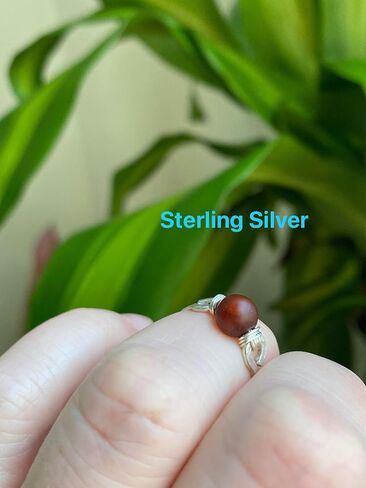 Frosted Sardonyx 6mm Bead Ring in Stainless Steel- Silver-Bronze-Copper- Black Iron-Titanium-Niobium-14K Gold-14K Rose Gold Hand Hammered Ring Sizes 4-16 in Kuwait