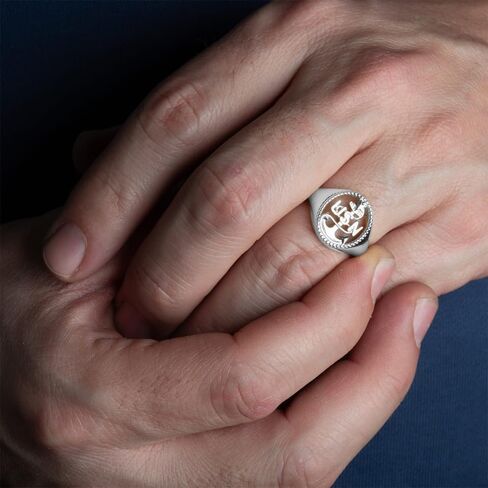 Men's 925 Sterling Silver Officially Licensed United States Navy Anchor Master Chief Petty Officer Milgrain Open Signet Band or Pinky Ring, Available in Sizes 6-16 in Saudi Arabia