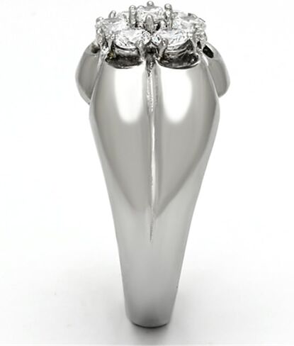 Men's Stainless Steel Round Clear Cubic Zirconia Cluster Ring in Kuwait