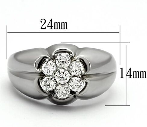 Men's Stainless Steel Round Clear Cubic Zirconia Cluster Ring in Kuwait