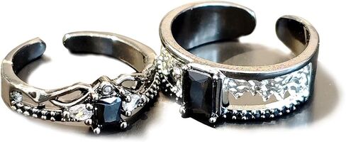 Love And Deepspace Sylus Cosplay Rings | Game Intimate Couple Rings, Black Gemstone, Alloy Pair Ring, Adjustable, Jewelry Props in Saudi Arabia