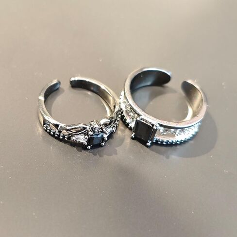 Love And Deepspace Sylus Cosplay Rings | Game Intimate Couple Rings, Black Gemstone, Alloy Pair Ring, Adjustable, Jewelry Props in Saudi Arabia