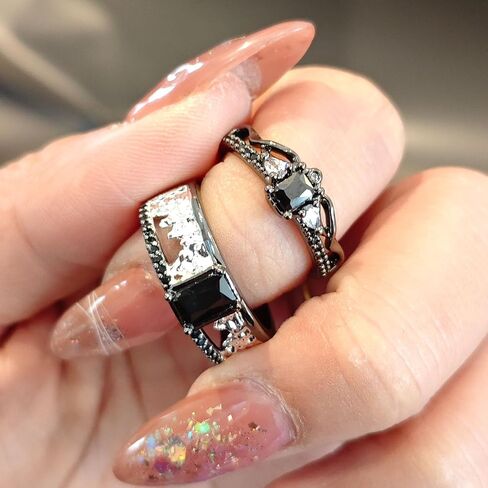 Love And Deepspace Sylus Cosplay Rings | Game Intimate Couple Rings, Black Gemstone, Alloy Pair Ring, Adjustable, Jewelry Props in Saudi Arabia