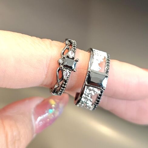 Love And Deepspace Sylus Cosplay Rings | Game Intimate Couple Rings, Black Gemstone, Alloy Pair Ring, Adjustable, Jewelry Props in Saudi Arabia
