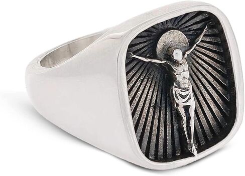 Handmade Crucified Jesus Ring, Crucifix Christ Signet Ring, Christian Statement Ring, Silver Religious Ring, Gold Plated Jesus Ring in Saudi Arabia