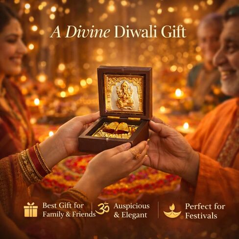 Lord Ganesha Pocket Temple for Pooja RoomIGold Plated Decorative Shri Ganeshay Namah Photo Frame & Charan PadukaIBest Gift for Family & FriendsIDiwali Gift & Home Decor-7.5 cm in Saudi Arabia
