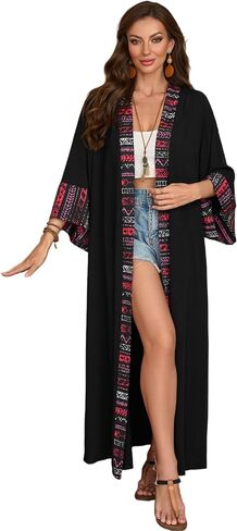 Swimsuit Coverup for Women Long Kimono Dress Beach Cover Ups Lightweight Flowy Belted Bathing Suits Boho Robe in Saudi Arabia